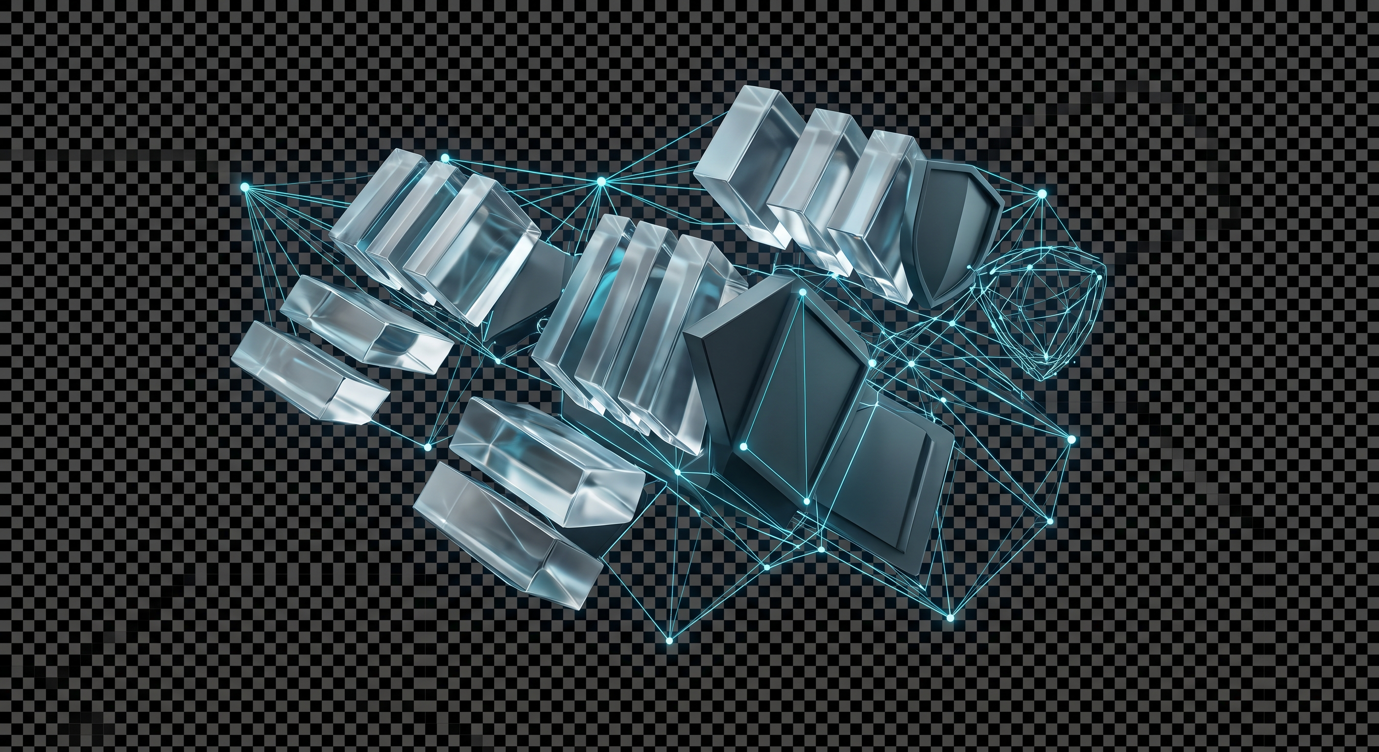 Futuristic 3D Glass & Mesh Render